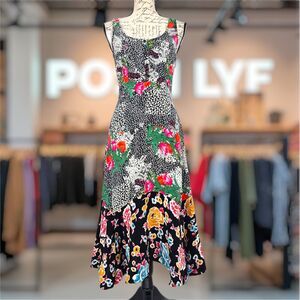Anthropologie Maeve Sleeveless Floral A-Line Asymmetrical Dress Size 2